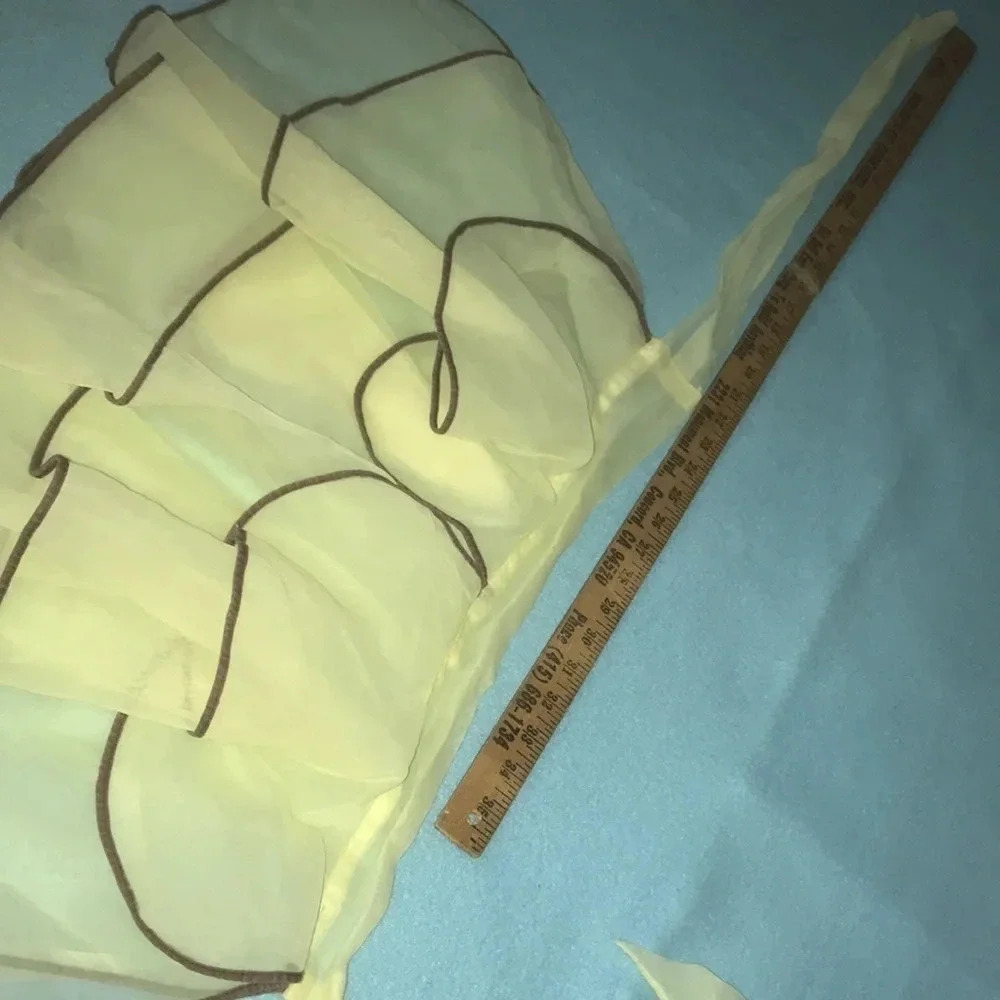 Apron 1970’s Vintage yellow and brown semi sheer ruffles one size fits all - Picture 6 of 7